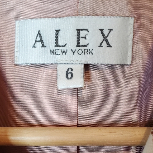 ALEX NEW YORK Cream Cognac Embroidered Satin  Eccentric Blazer Jacket Size 6 - Picture 5 of 11